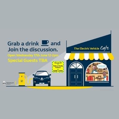 The Renault Electric Vehicle Cafe! logo